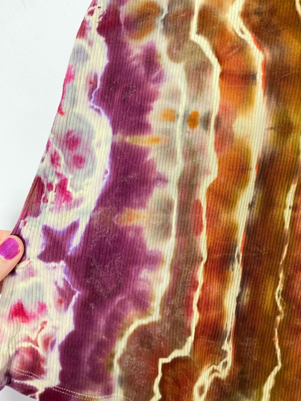 Upcycled Ice Tie Dye Tank Top Womens Size Small Geode Ribbed Handmade Brown Red - Picture 3 of 6